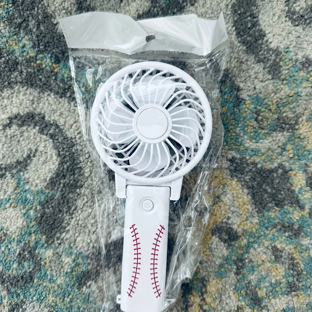 Baseball-Themed White Handheld Fans